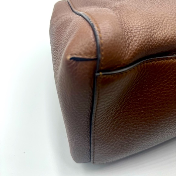 Auth Gucci Large Brown Pebbled Leather Lady Tassel Top Handle Tote Bag Preloved - Picture 7 of 15